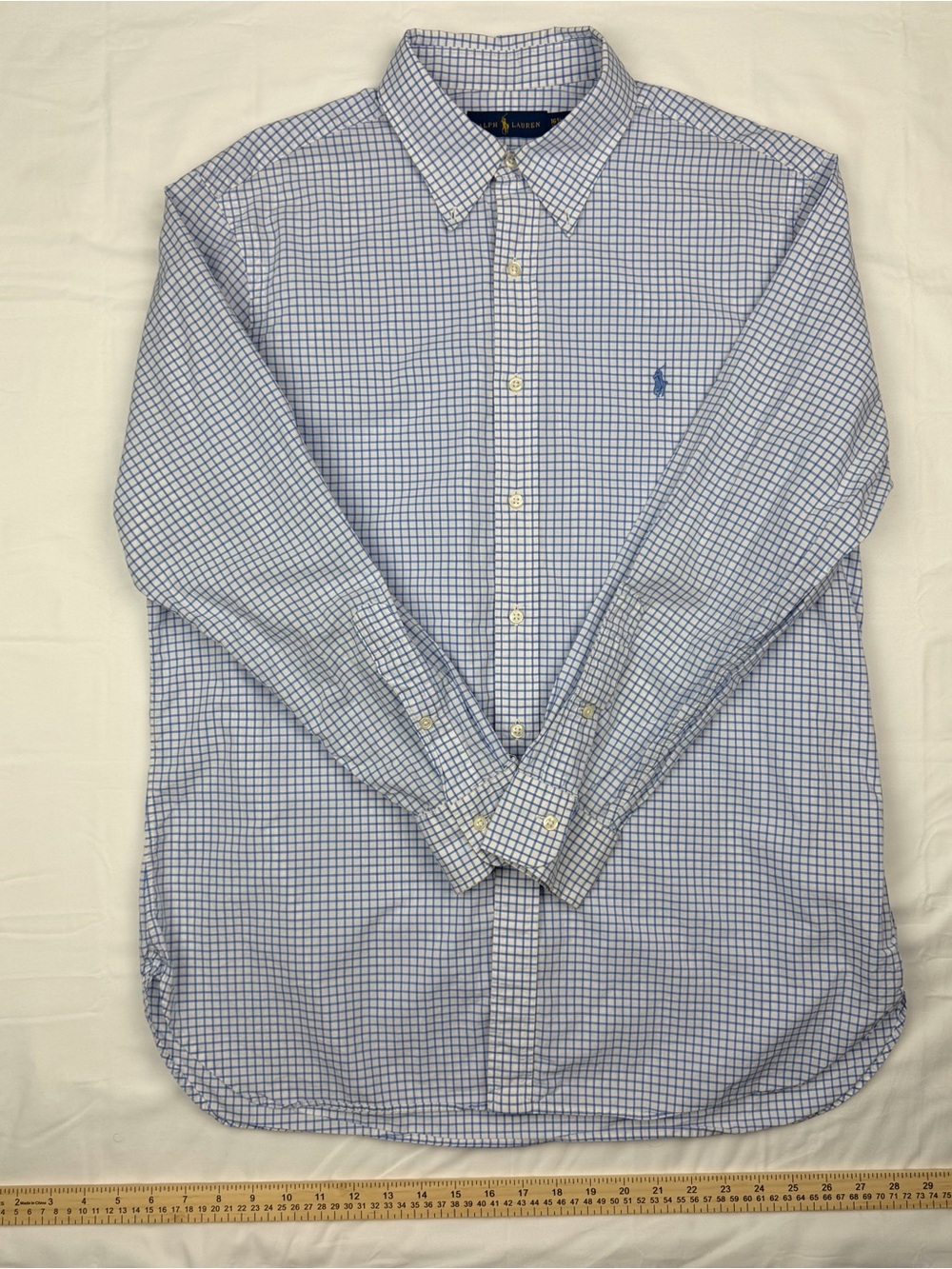 Ralph Lauren Light Blue and White Check Button-Down Shirt